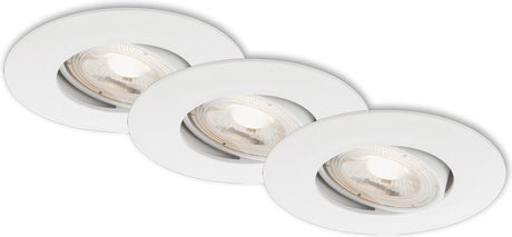 Briloner kulana - spots encastrés lot de 3 - dimmable - luminaires encastrés orientables - 3 x LED 5w 460lm - couleur de la lumière : blanc chaud - profondeur d'installation : 30 mm - dimensions d'installation : 68 mm - produit : ø90 mm - blanc