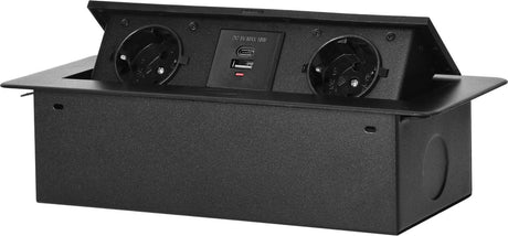 Multiprise pop-up Orno - 2 prises - USB A et USB C - multiprise intégrée sans câble - noir