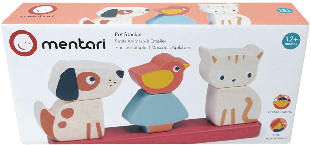 Empileur Mentari - animaux - 21x4x9,5cm - bois - 1 an