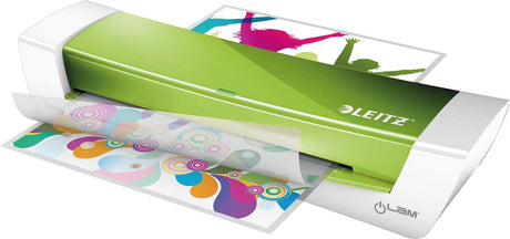 Machine à plastifier Leitz ilam home office pour format A4 - adaptée pour 80-125 microns - avec pack de démarrage avec pochettes de plastification - vert métallisé