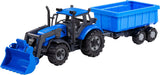 Tracteur Cavallino avec chargeur et supporter de basculement bleu, échelle 1:32