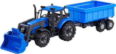 Tracteur Cavallino avec chargeur et supporter de basculement bleu, échelle 1:32