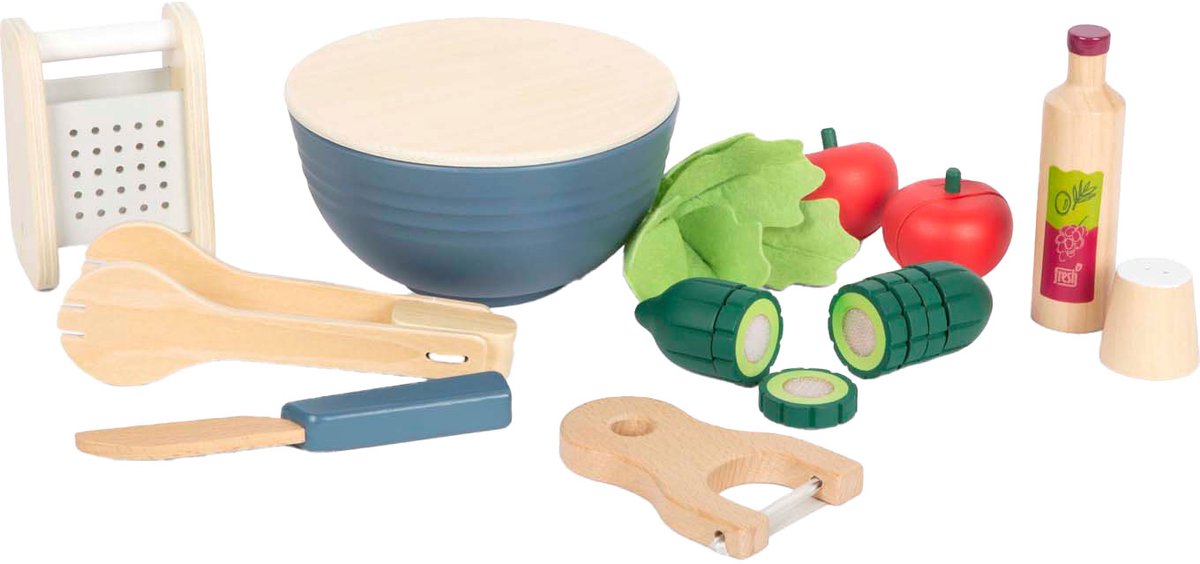 Small foot - ensemble de jeu de salade de nourriture en bois, 11 pièces.