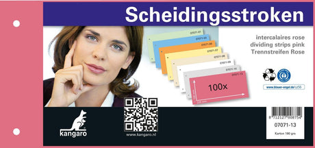 Kangaro scheidingsstrook - 2-gaats - 225x120mm - 180 grams - roze - 100 stuks