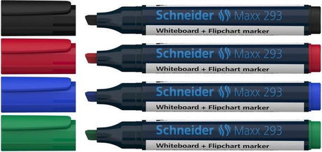 Instruments d'écriture Schneider marqueurs pour tableau blanc Schneider - maxx 293 - pointe biseautée - 4 pièces assorties - s-129394