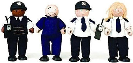 Tidlo policiers et voleur bois 11 cm noir 4 pièces