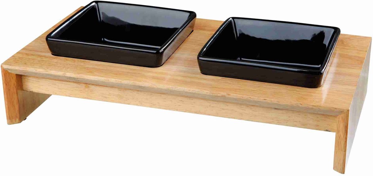 Set d'alimentation en céramique Trixie avec base en bois noir
