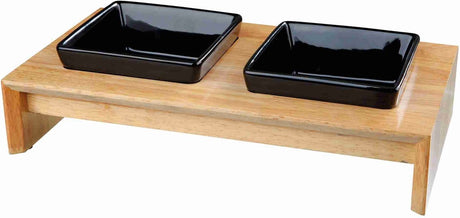 Set d'alimentation en céramique Trixie avec base en bois noir
