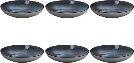 Médard de noblat - sentiment indigo - assiette creuse 24,5 cm - 6 pièces - grès