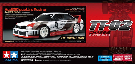 Tamiya modèle kit voiture - 47511 voiture rc - audi 90 quattro racing - tt-02 - carrosserie pré-peinte rc plastique - 1:10 - modélisme