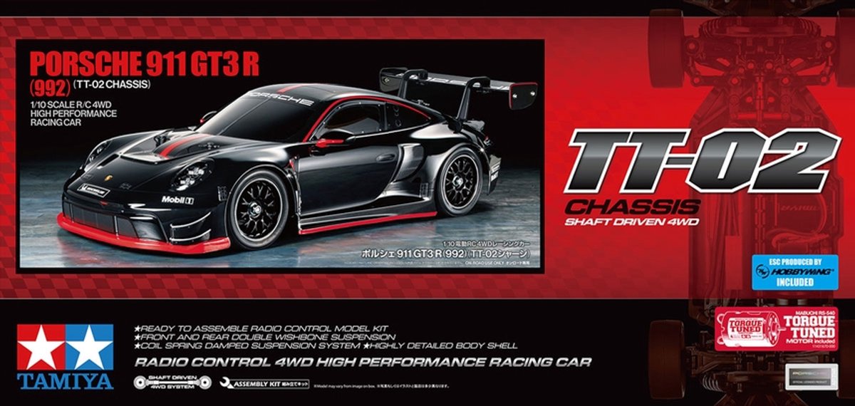 Tamiya modèle kit voiture - 58745 voiture rc - porsche 911 gt3 r - 992 - avec certificat rc plastique - 1:10 - modélisme
