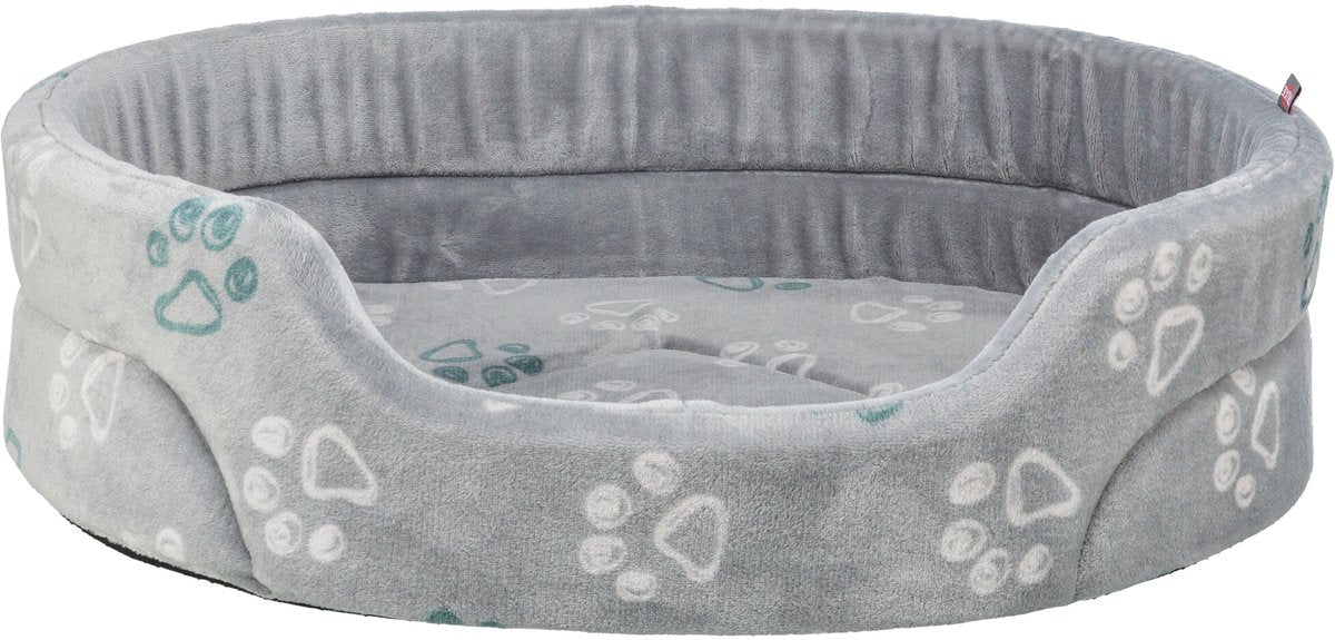Lit pour chien Trixie - peluche ovale gris clair - 45x35 cm avec coussin maniable et fond antidérapant