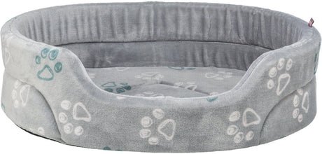 Lit pour chien Trixie - peluche ovale gris clair - 45x35 cm avec coussin maniable et fond antidérapant