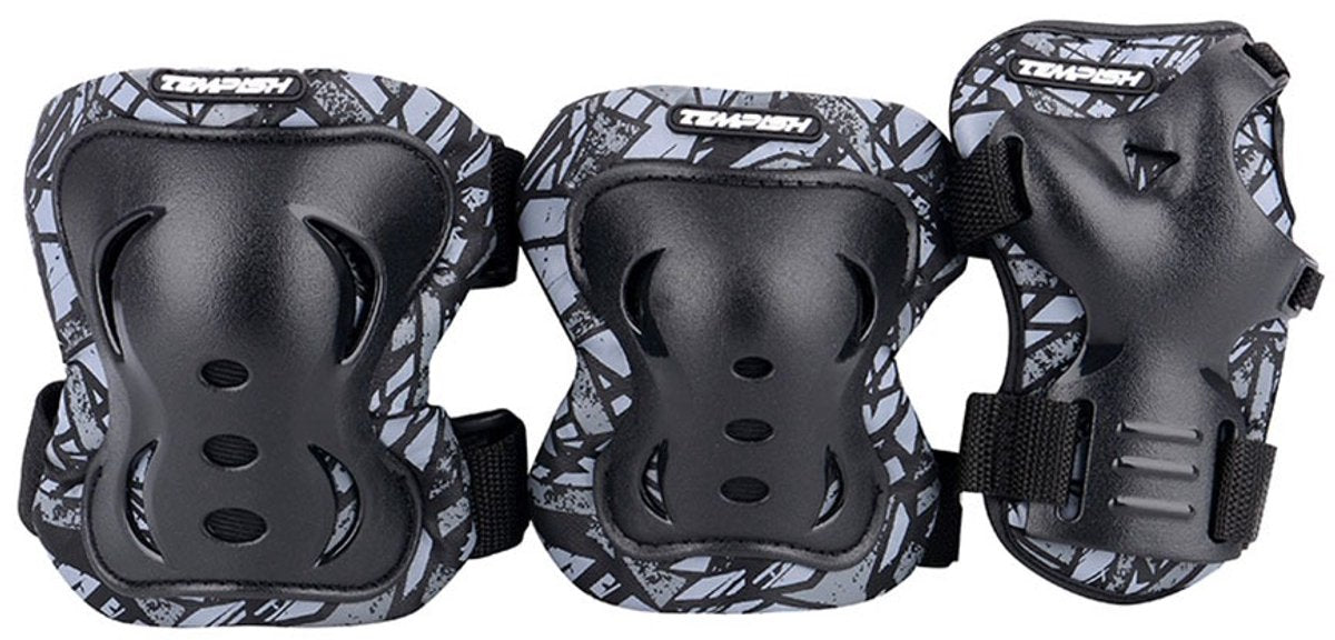 Ensemble de protection de skate Tempish pour adultes - protège-poignets, coudes et genoux - noir - taille l