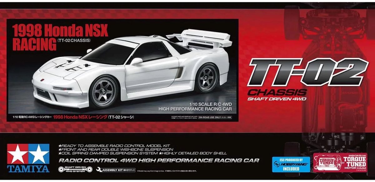 Tamiya modèle kit voiture - 58739 rc honda nsx racing 1998 - tt-02 avec certificat rc plastique - 1:10 - modélisme