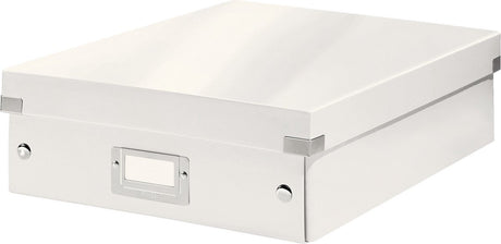 Boîte de rangement Leitz wow click store de taille moyenne - Carton recyclé à 85 % - Boîte de tri peu encombrante avec compartiments - 28,1 x 10 x 37 cm (LxHxP) - blanc