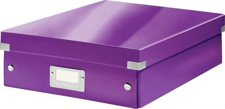 Boîte de rangement Leitz wow click store de taille moyenne - Carton recyclé à 85 % - Boîte de tri peu encombrante avec compartiments - 28,1 x 10 x 37 cm (LxHxP) - violet