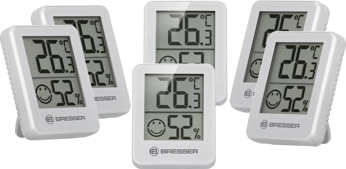 Thermo et hygromètre Bresser - lot de 6 - blanc - température et humidité