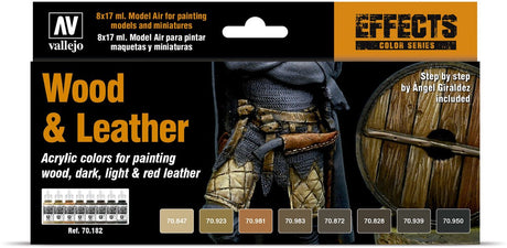 Vallejo modèle couleur bois et cuir - 8 couleurs - 17ml - 70182