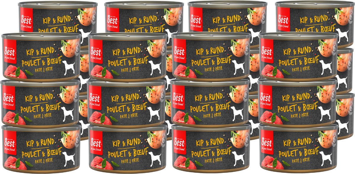 Rosewood best for your friend - honden natvoer - kip rund - gestoomde maaltijd - 24 blikjes x 95 g