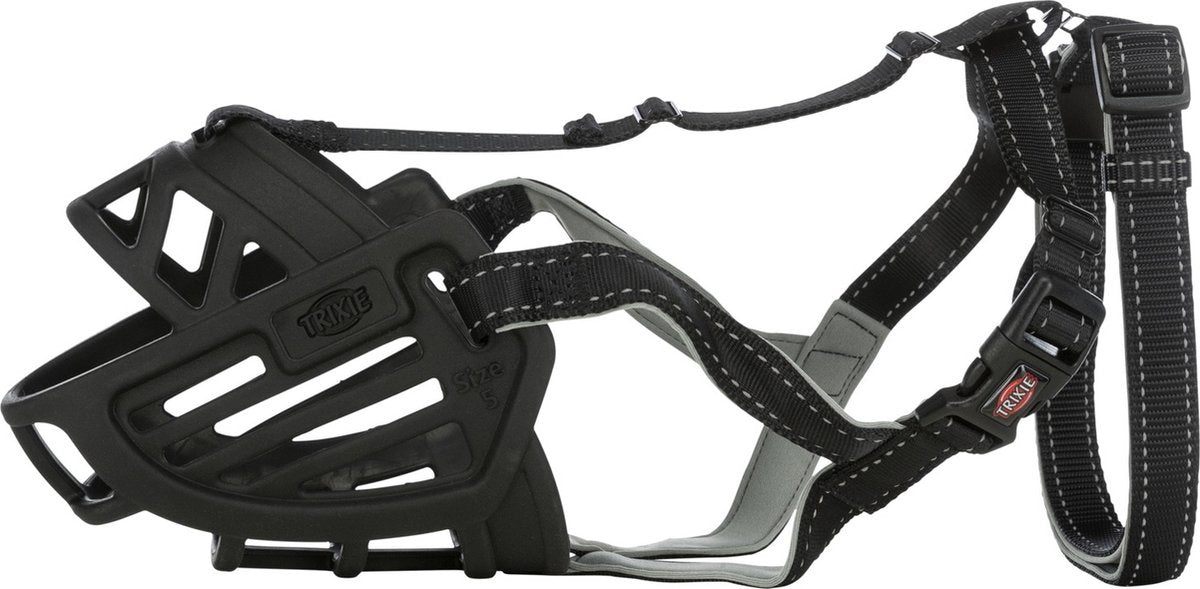 Muselière Trixie - muselière flexible en silicone - noir - taille m-l - circonférence de la muselière 27 cm