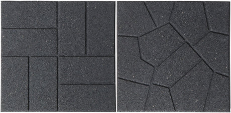 Nature - carrelage de jardin - gris - caoutchouc - carrelage motif réversible - h1,5 x 40 x 40cm