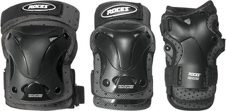 Roces – protection ventilée pour patins, pack de 3 – extra aérée et légère – adultes – noir – taille s