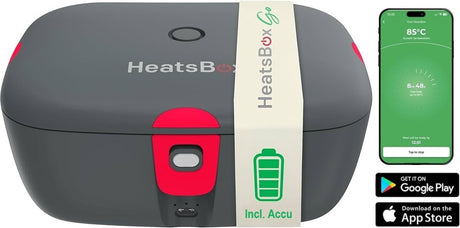 Faitron - heatsbox go - lunch box électrique - avec batterie - acier inoxydable - lunch box chauffante - pour repas chauds - différents compartiments - avec application - 220v