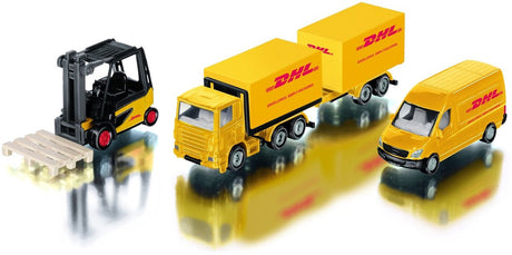 Siku 6324, kit logistique DHL, 4 pièces, métal plastique, jaune, nombreuses fonctions