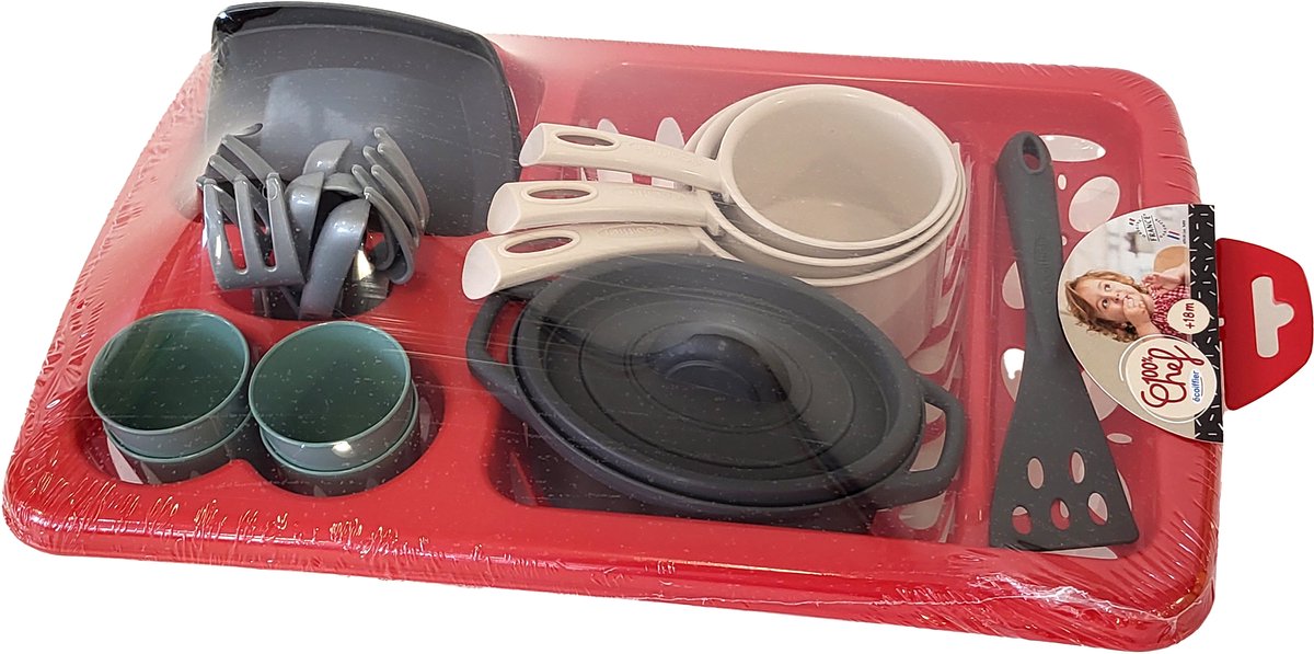 Étendoir à vaisselle Ecoiffier 100% chef avec ensemble repas, 23 pcs.