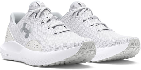 Under Armour UA W Charged Surge 4-wht Chaussures de sport pour femme - Blanc - Gris lointain - Argent métallique