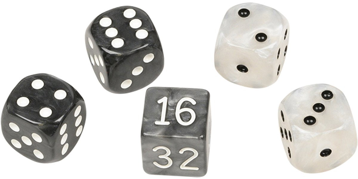 Jeu de dés de backgammon Philos noir et blanc 16 mm