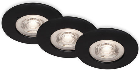 Briloner - Spots encastrables LED spot encastrable lampe de salle de bain fonction mémoire lot de 3 dimmable noir 4,9W IP44 ø9cm