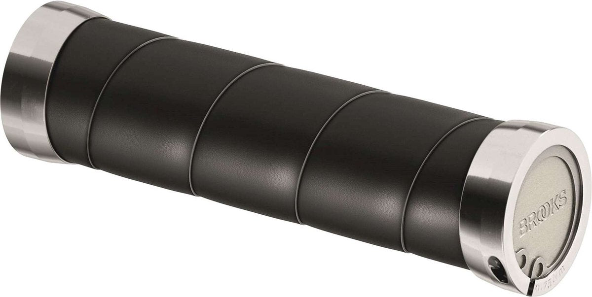 Poignées fines en cuir Brooks (130+130 mm) - noires