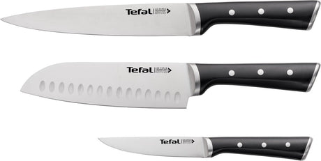 Set de couteaux Tefal Ice Force - 3 pièces - couteau à découper 20 cm - couteau santoku 18 cm - couteau universel 11 cm - acier inoxydable