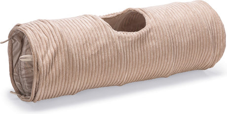 Designed by lotte kattentunnel ribbed - kattenspeelgoed - roze - 25x25x75 cm