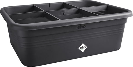 Elho green basics grow garden l - grote kweekbak - moestuinbak met vakverdelers - 100% gerecycled plastic - 76.3 x 57.4 x 26.8 cm - living black