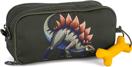 Stones and bones rowan 2.0 - trousse - trousse pour enfant - 3 compartiments - dino digest - kaki