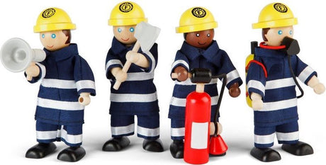 Tidlo maison de poupée en bois poupées pompiers, 4 pcs.