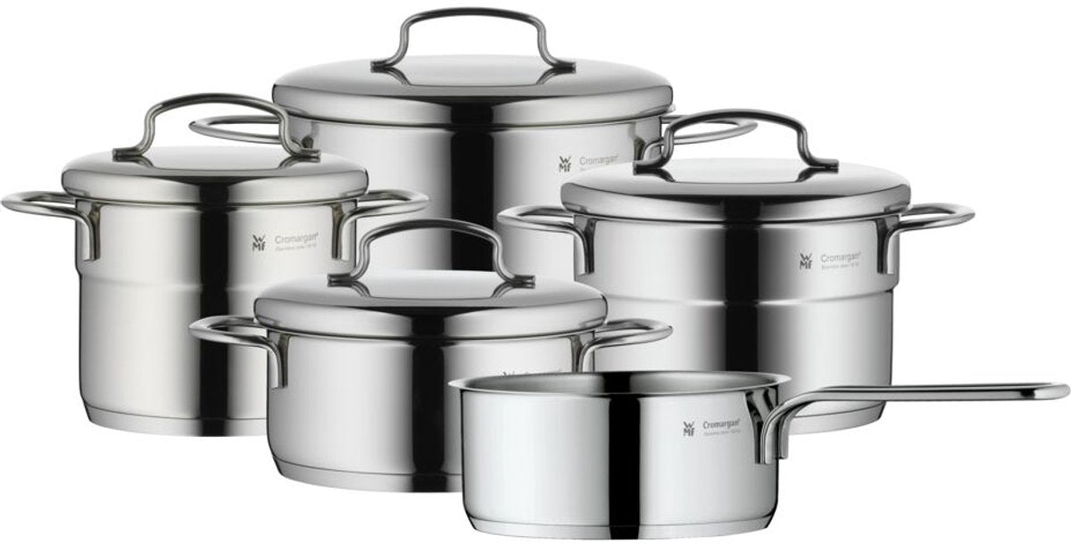 Wmf mini - ensemble de casseroles - 5 pièces - adapté à l'induction - compact - acier inoxydable