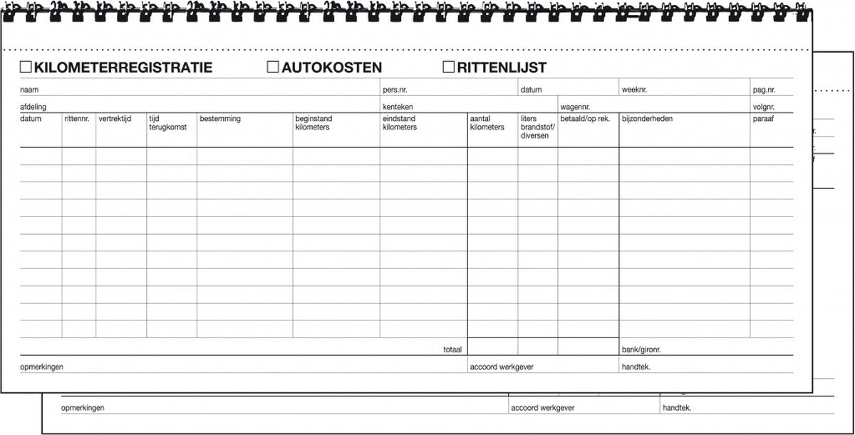 Carnet de frais de voiture d'immatriculation kilométrique Sigel - express - autocopiant - 40 feuilles - si-30205