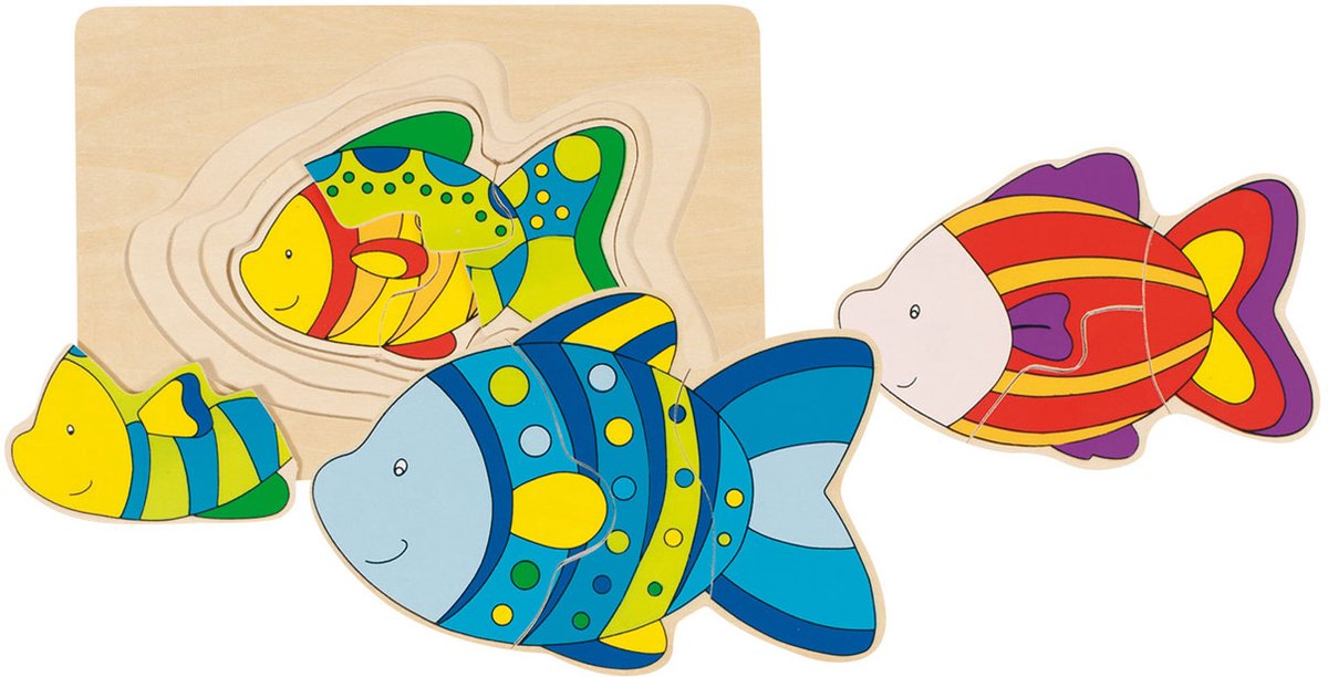Goki puzzle en bois 3 couches poisson