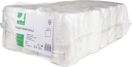 Papier toilette Q-connect, 2 épaisseurs, 200 feuilles, paquet de 12 x 4 rouleaux