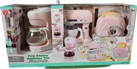 Mélangeur de cuisine Playgo - cafetière et grille-pain rose - 7 pièces.