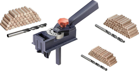 Jauge de cheville professionnelle Kwb Dowel, kit complet comprenant une perceuse à bois pour chauffage central et une cheville à bois, aide au perçage universelle pour trous droits de ø 3 3,3, 4 4,2, 5 6 6,8, 8 10 12 mm