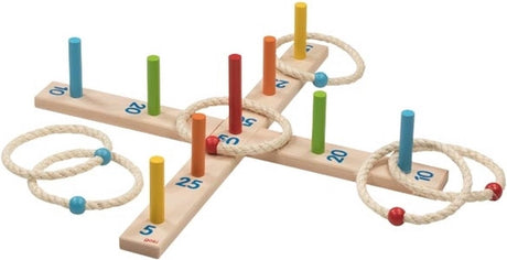 Jeu de lancer d'anneaux en bois Goki, 6 anneaux