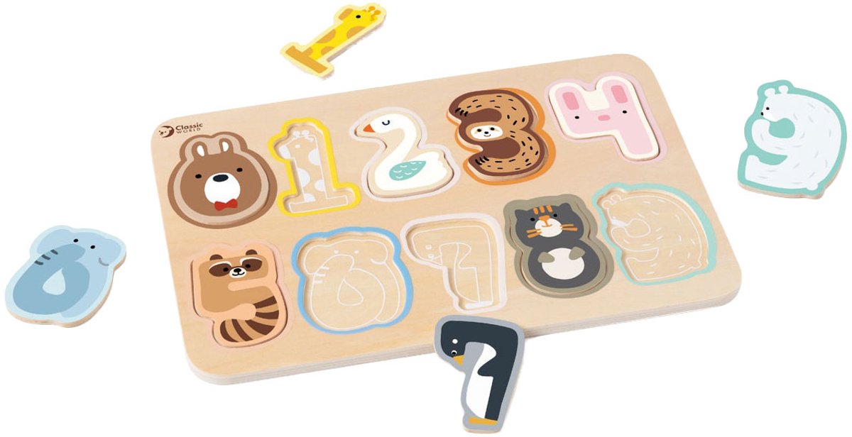 Puzzle de figurines en bois du monde classique, jouets éducatifs, 10 pièces.