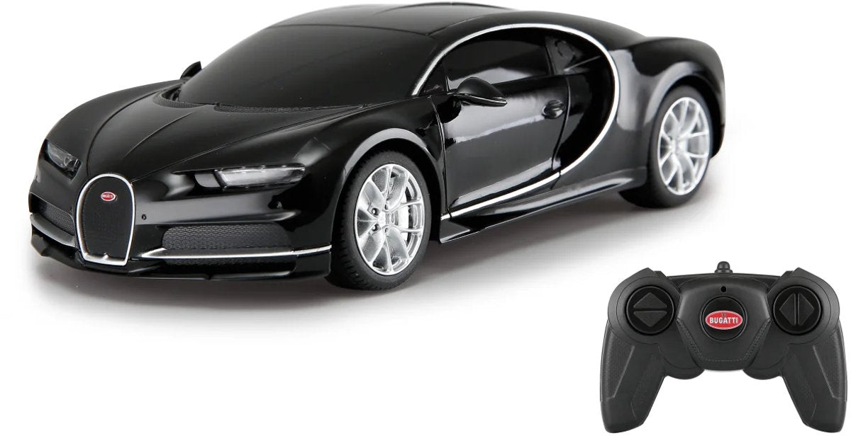 Jamara véhicule radiocommandé - 405136 voiture de sport rc bugatti chiron - noir - modèle rc 2,4 GHz prêt à l'emploi - voiture contrôlée 1:24