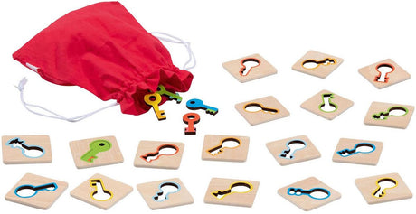 Clés de jeu mémo en bois Goki, 18 pcs.