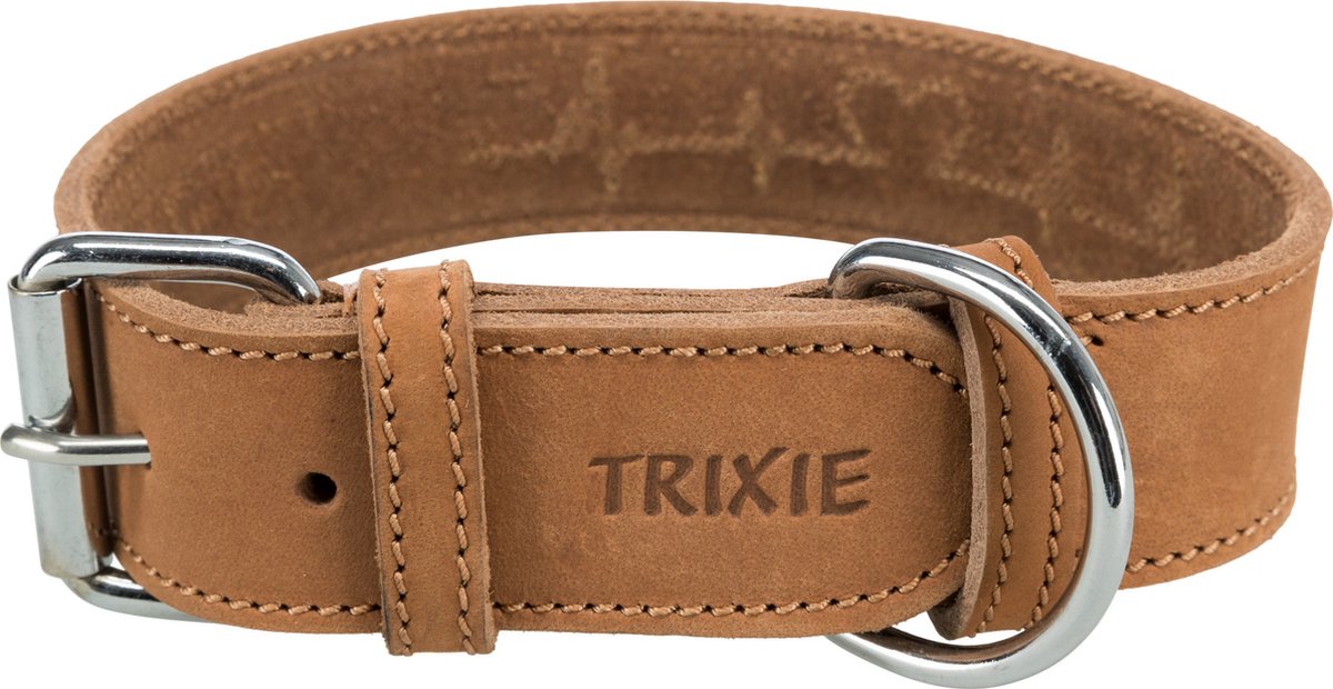Trixie collier pour chien rustique en cuir gras battement de coeur marron